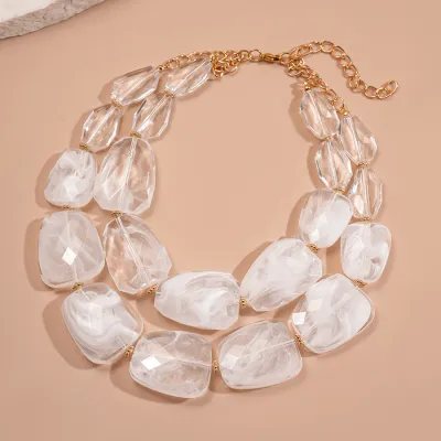 Women's Fashion Exaggerated Acrylic Irregular Beaded Double-Layer Necklace