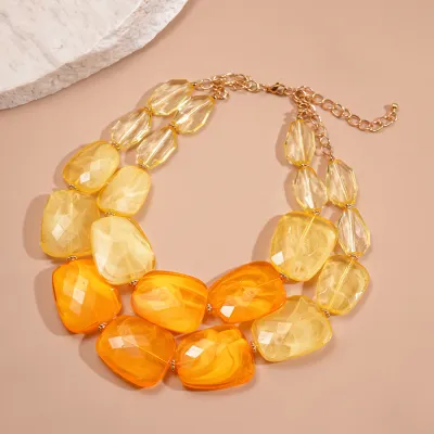 Women's Fashion Exaggerated Acrylic Irregular Beaded Double-Layer Necklace