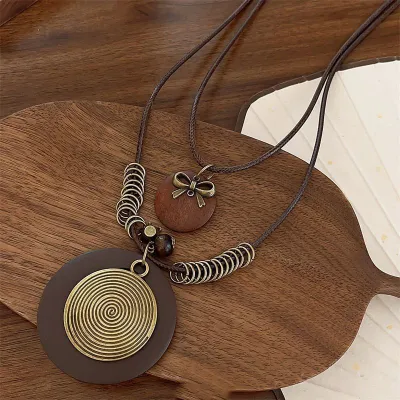 Women's Fashion Retro Ethnic Style Bead Tassel Pendant Necklace
