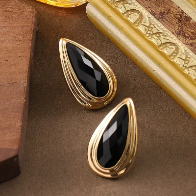 Women Fashion Solid Color Resin Teardrop Earrings