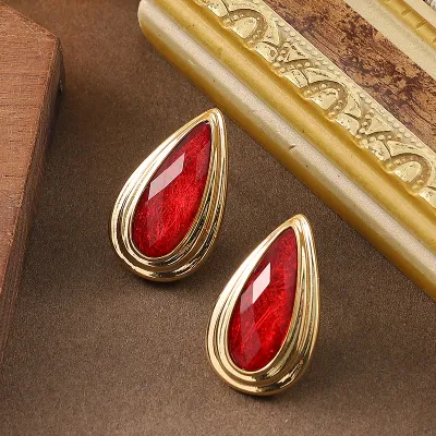 Women Fashion Solid Color Resin Teardrop Earrings