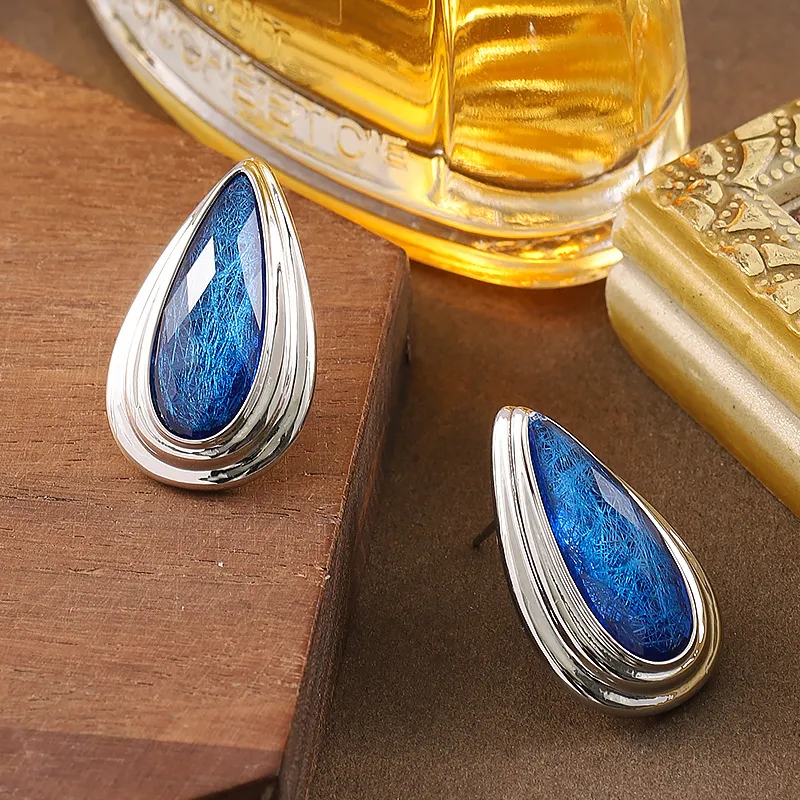 Women Fashion Solid Color Resin Teardrop Earrings
