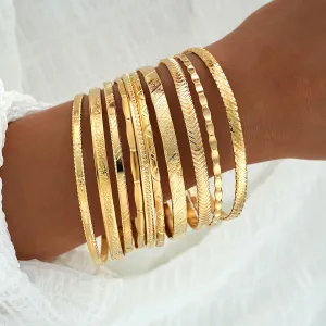Women Fashion Geometric Twist Multi-Layer Stacked Bracelet Set