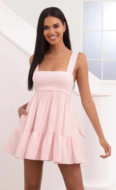 Women Fashion Summer Solid Color Square Neck Sleeveless A Line Dress
