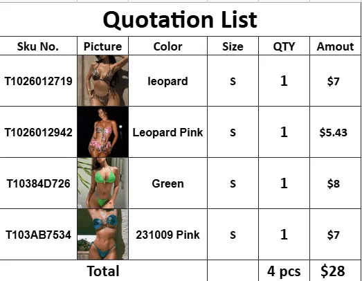 Swimwear Sample Order
