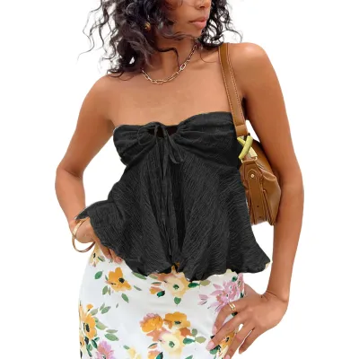 Summer Women Fashion Solid Color Off-Shoulder Tube Top