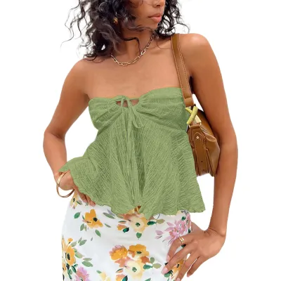 Summer Women Fashion Solid Color Off-Shoulder Tube Top