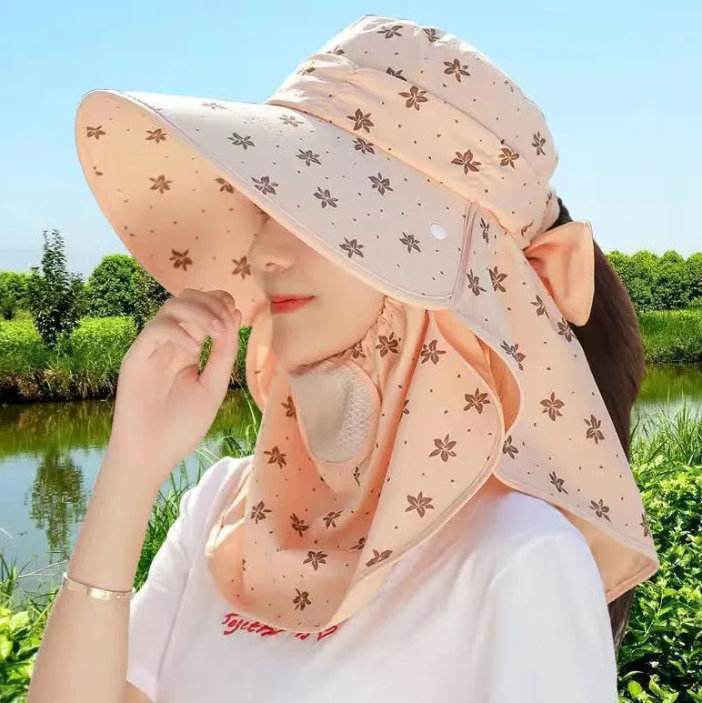 Women's Fashion Summer Printed Big Brim Outdoor UPF 50+ Sun Protection Hat