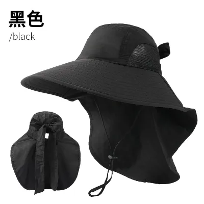 Women Fashion Casual Summer Outdoor Solid Color Big Brim Lace-Up Quick-Drying Waterproof UPF 50+ Sun Protection Hat