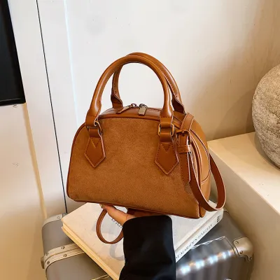 Women Fashion Casual Retro Velvet Pillow Handbag with Zipper