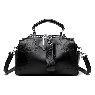 Women Fashion Casual Simple Solid Color Large Capacity PU Handbag with Zipper