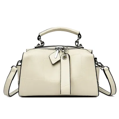 Women Fashion Casual Simple Solid Color Large Capacity PU Handbag with Zipper