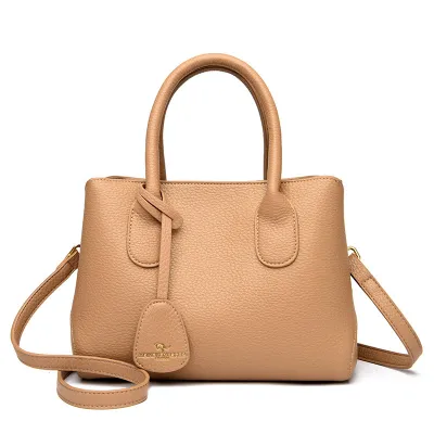 Women Casual Solid Large Capacity PU Handbag with Zipper