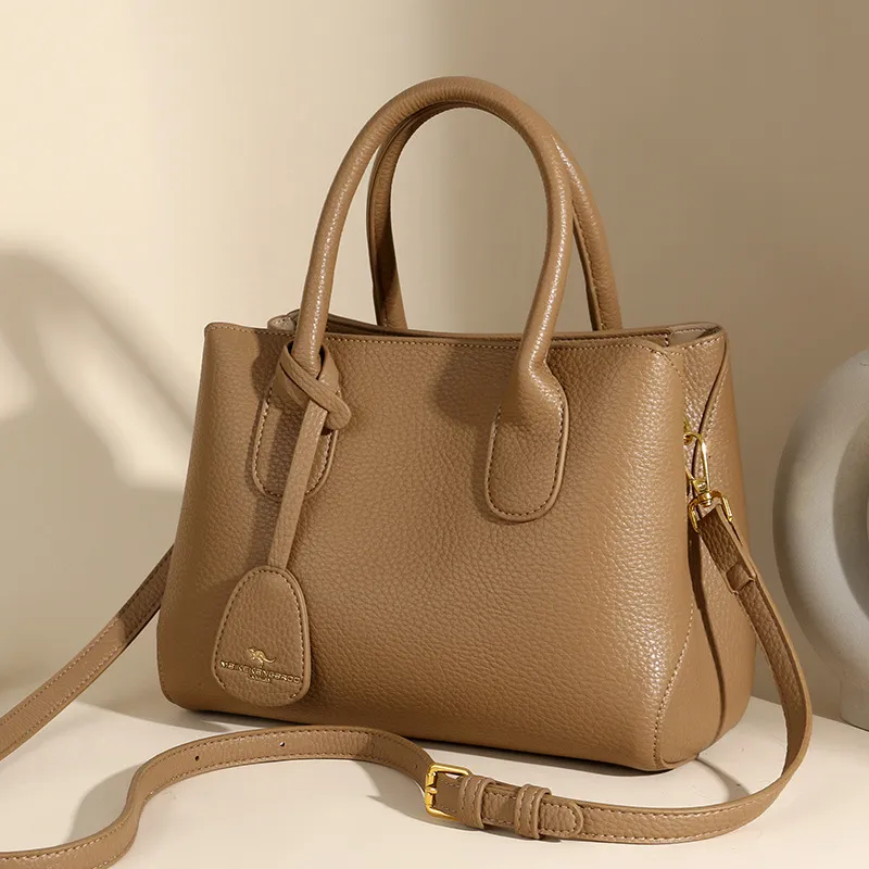 Women Casual Solid Large Capacity PU Handbag with Zipper