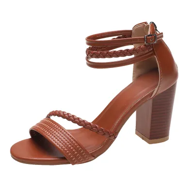 Women's Casual Chunky Heel PU Round Toe Heels Shoes