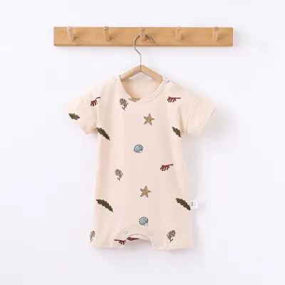 Kids Baby Boys And Girls Summer Cotton Printed Short-Sleeve Rompers
