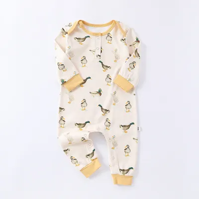 Kids Unisex Baby Boys Girls Spring Cotton Printed Long-Sleeve Rompers 0-3T