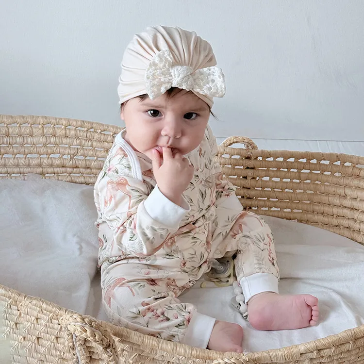 Kids Unisex Baby Boys Girls Spring Cotton Printed Long-Sleeve Rompers 0-3T