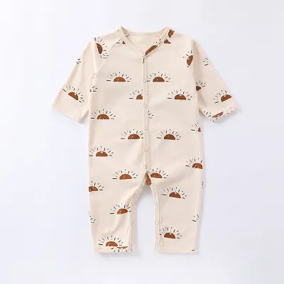 Kids Baby Boys Girls Fashion Spring Cotton Printed Long-Sleeve Rompers Unisex