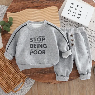 Kids Boys Clothing (3-14T) Fashion Casual Spring Letter Printed Long-Sleeve Sweatshirt and Jogger Pants Two-Piece Set