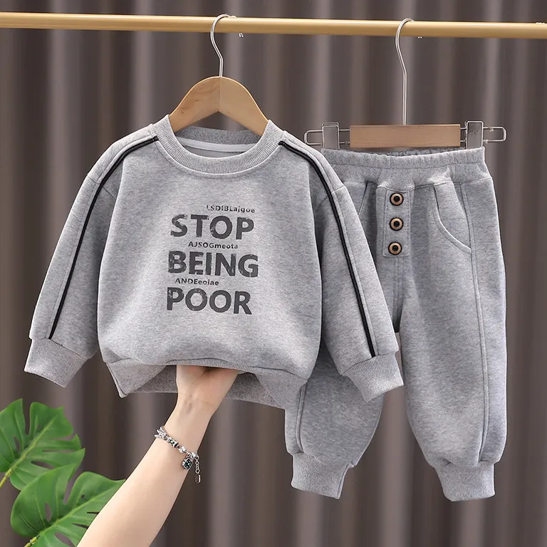 Kids Boys Clothing (3-14T) Fashion Casual Spring Letter Printed Long-Sleeve Sweatshirt and Jogger Pants Two-Piece Set