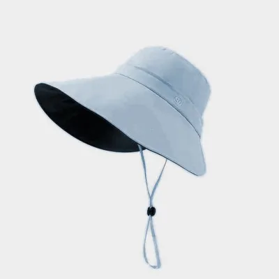 Women's Fashion Summer Outdoor Solid Large Brim Windproof UPF 50+ Sun Hat