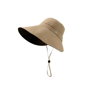 Women's Fashion Summer Outdoor Solid Large Brim Windproof UPF 50+ Sun Hat