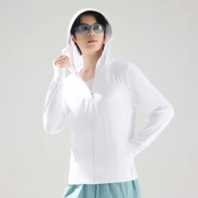 Men Fashion Fashion Casual Summer Solid Color Ice Silk Breathable Hoodies UPF 50+ Sun Protection Clothing