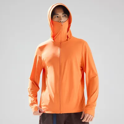 Men Fashion Fashion Casual Summer Solid Color Ice Silk Breathable Hoodies UPF 50+ Sun Protection Clothing