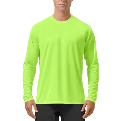 Men Fashion Casual Summer Solid Color Round Neck Long Sleeve Quick-Drying UPF 50+ Sun Protection Clothing