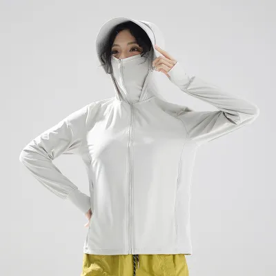 Women Fashion Casual Summer Breathable Outdoor Solid Color Hoodies UPF 50+ Sun Protection Clothing