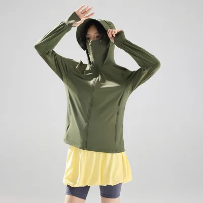Women Fashion Casual Summer Breathable Outdoor Solid Color Hoodies UPF 50+ Sun Protection Clothing