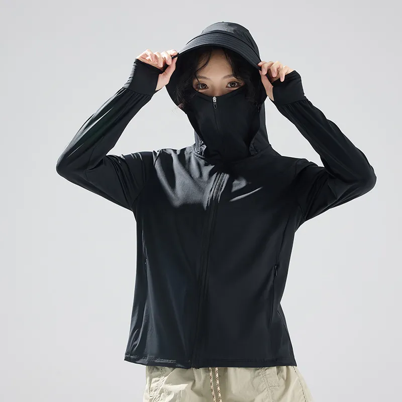 Women Fashion Casual Summer Breathable Outdoor Solid Color Hoodies UPF 50+ Sun Protection Clothing