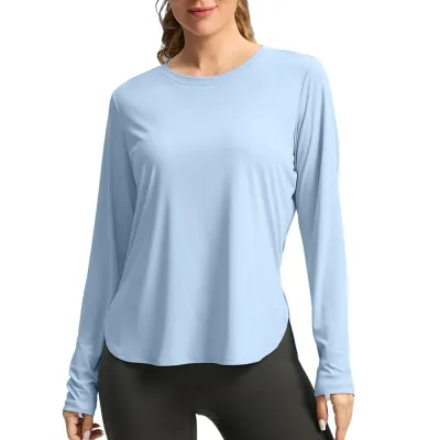 Women Fashion Casual Solid Color Long Sleeve Loose Breathable UPF 50+ Sun Protection Clothing