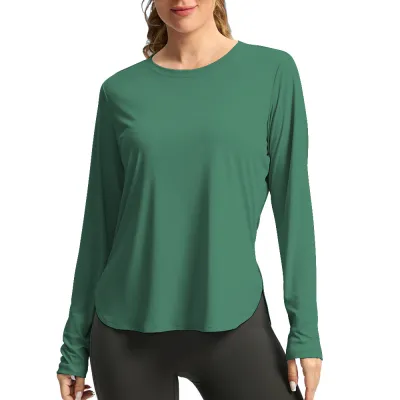 Women Fashion Casual Solid Color Long Sleeve Loose Breathable UPF 50+ Sun Protection Clothing