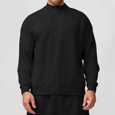 Men's Casual Autumn Solid Color High-Neck Zipper Long-Sleeve Sweatshirt