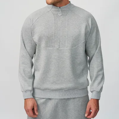 Men's Casual Autumn Solid Color High-Neck Zipper Long-Sleeve Sweatshirt