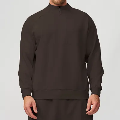 Men's Casual Autumn Solid Color High-Neck Zipper Long-Sleeve Sweatshirt