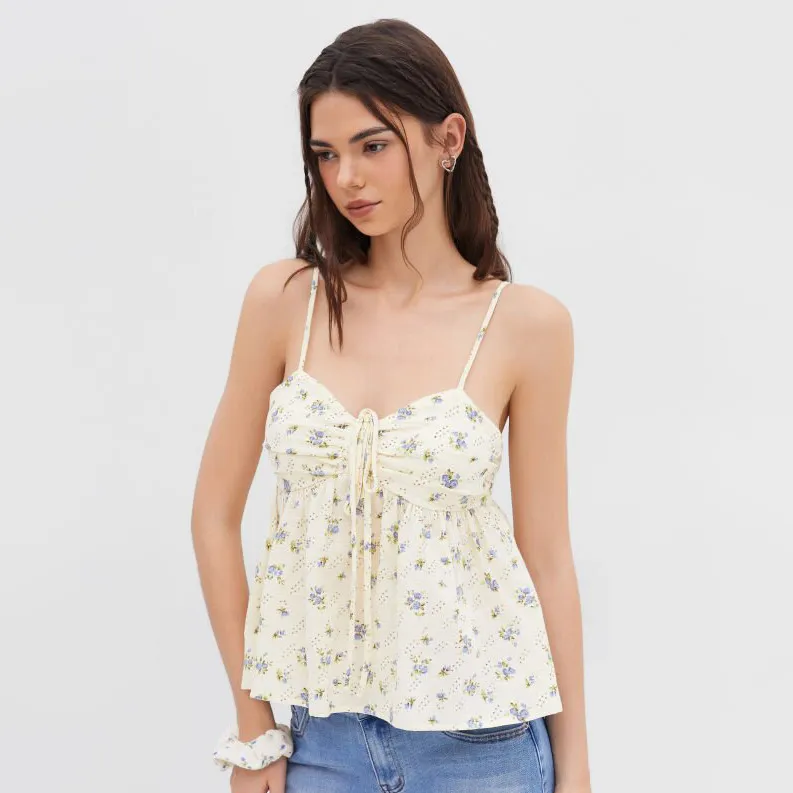 Summer Women Fashion Floral Print Tiny Flower Sling Top