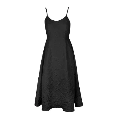 Summer Women Fashion Solid Color Strap Midi A- Line Dress