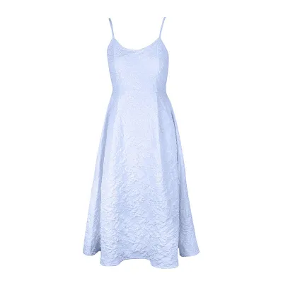 Summer Women Fashion Solid Color Strap Midi A- Line Dress
