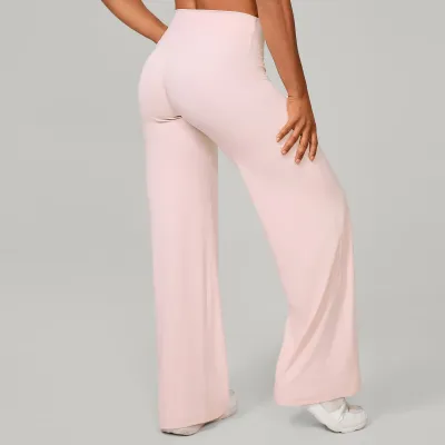 Women Fashion Casual Solid Color Wide Leg Yoga Sports Pants