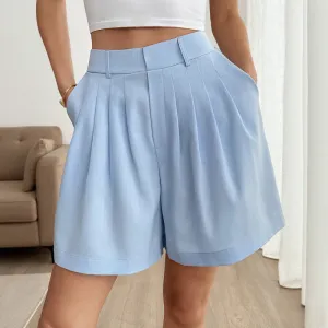 Women Fashion Casual Summer Solid Color Wide Leg Shorts