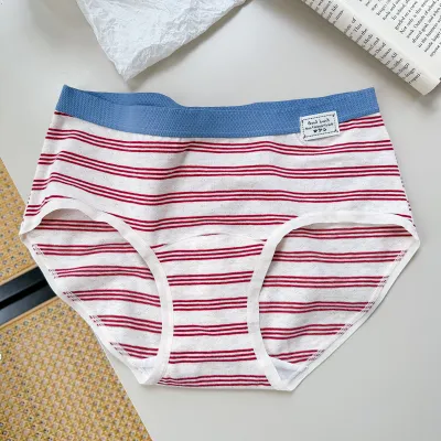 Women Fashion Stripe Cotton Breathable Antibacterial Underwear