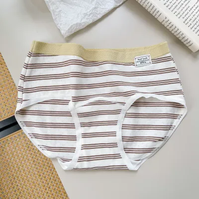 Women Fashion Stripe Cotton Breathable Antibacterial Underwear
