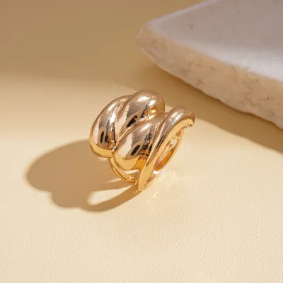 Women's Fashion Geometric Metallic Multi-Layer Cross Opening Ring