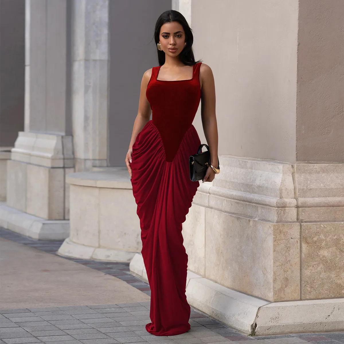 Women Fashion Temperament Tight Backless Bodycon Maxi Dress