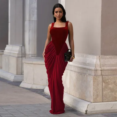 Women Fashion Temperament Tight Backless Bodycon Maxi Dress