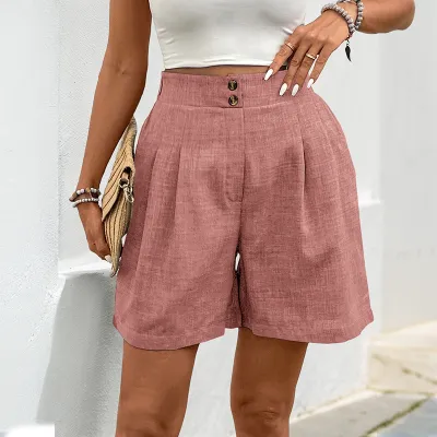 Women Fashion Casual Summer Solid Color Straight Shorts