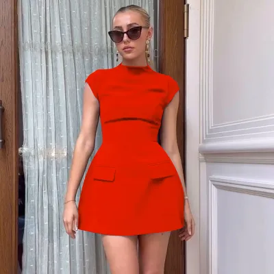 Street Women Fashion Solid Color A- Line Dress